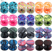 Alisouy 2gab Sieviešu vīriešu forši viltoti ausu aizbāžņi Apaļi auskari ar auskariem 8mm 10mm nerūsējošais tērauds Naktsklubs konfekšu krāsa Krāsa Punk rotaslietas