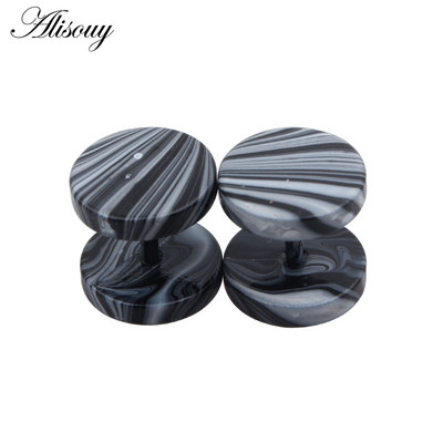 Alisouy 2gab Sieviešu vīriešu forši viltoti ausu aizbāžņi Apaļi auskari ar auskariem 8mm 10mm nerūsējošais tērauds Naktsklubs konfekšu krāsa Krāsa Punk rotaslietas