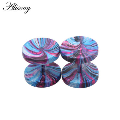 Alisouy 2gab Sieviešu vīriešu forši viltoti ausu aizbāžņi Apaļi auskari ar auskariem 8mm 10mm nerūsējošais tērauds Naktsklubs konfekšu krāsa Krāsa Punk rotaslietas