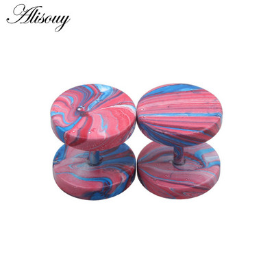 Alisouy 2gab Sieviešu vīriešu forši viltoti ausu aizbāžņi Apaļi auskari ar auskariem 8mm 10mm nerūsējošais tērauds Naktsklubs konfekšu krāsa Krāsa Punk rotaslietas