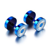 Pora 2 vnt Vyriški auskarai su štanga Punk Gothic Cyclone Design nerūdijančio plieno auskarai su smeigtukais unisex auskarai 8 mm skersmens