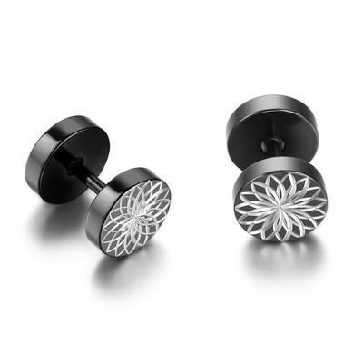 Pora 2 vnt Vyriški auskarai su štanga Punk Gothic Cyclone Design nerūdijančio plieno auskarai su smeigtukais unisex auskarai 8 mm skersmens
