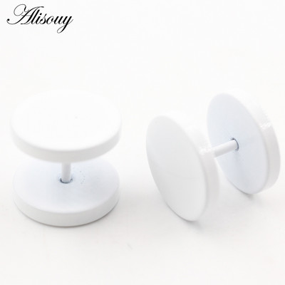 Alisouy 2PC dvipusiai apvalūs auskarai balta/geltona/žalios spalvos 4mm-14mm vyriški auskarai auskarai