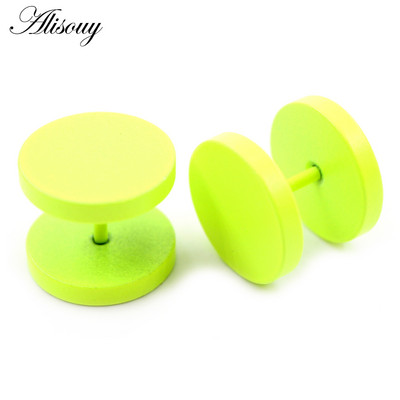 Alisouy 2PC dvipusiai apvalūs auskarai balta/geltona/žalios spalvos 4mm-14mm vyriški auskarai auskarai