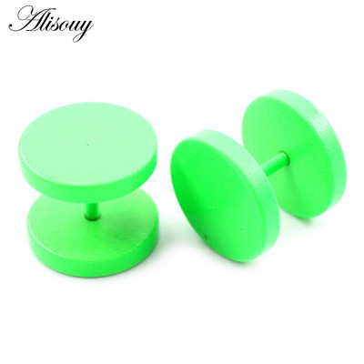 Alisouy 2PC dvipusiai apvalūs auskarai balta/geltona/žalios spalvos 4mm-14mm vyriški auskarai auskarai