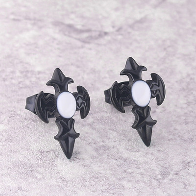 Kõrgekvaliteedilised roostevabast terasest nööpkõrvarõngad, risti pealuu, anime naistele, tüdrukutele, mood, geomeetrilised kõrvaehted, sünnipäevakingitused, 2 tk