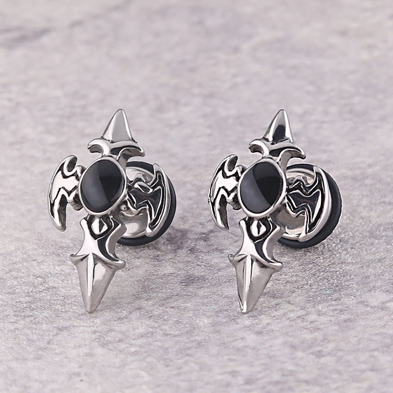 Kõrgekvaliteedilised roostevabast terasest nööpkõrvarõngad, risti pealuu, anime naistele, tüdrukutele, mood, geomeetrilised kõrvaehted, sünnipäevakingitused, 2 tk