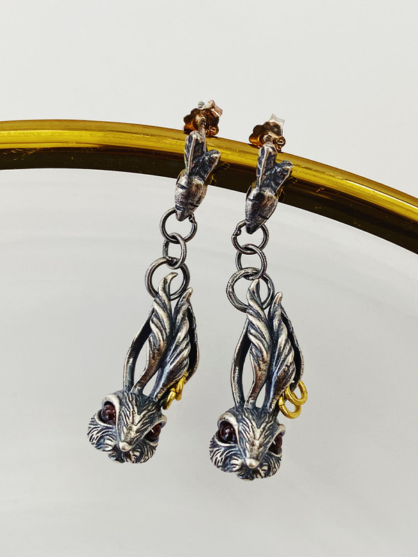 Mada Sidabrinė Spalva Mieli Morkų Triušio Auskarai Vyriški Moteriški Super Puikus Punk Auskarai Roko vakarėlis Hip Hop Papuošalai Priedai