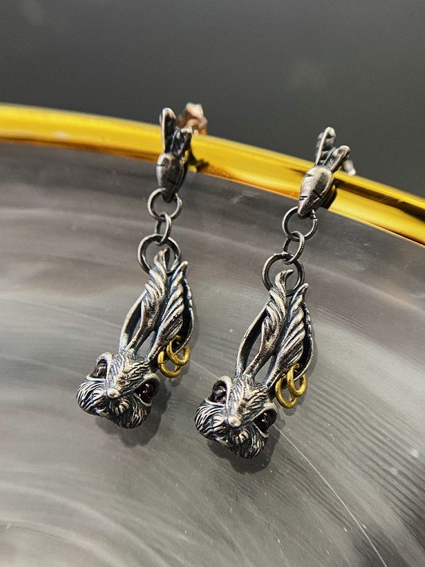 Mada Sidabrinė Spalva Mieli Morkų Triušio Auskarai Vyriški Moteriški Super Puikus Punk Auskarai Roko vakarėlis Hip Hop Papuošalai Priedai