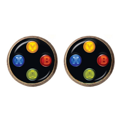 Vintage σκουλαρίκια με χειριστήριο βιντεοπαιχνιδιών Cool Gaming Gamer Jewelry Gift Retro Controller Gamepad Key Picture 12mm Stud σκουλαρίκια