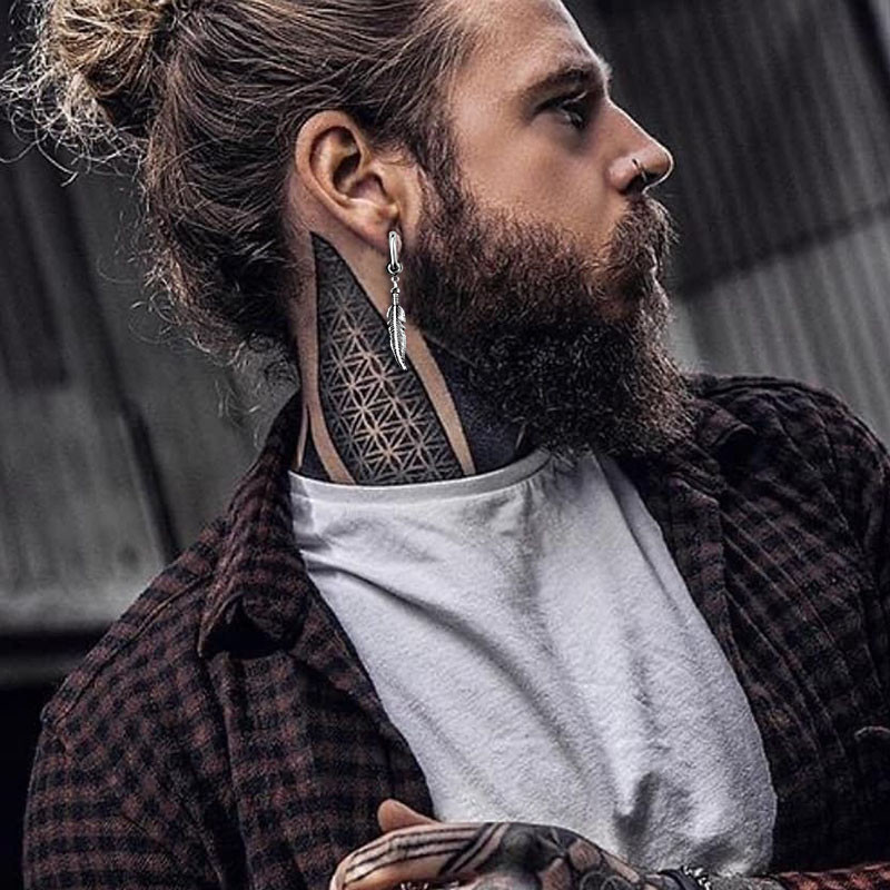 Delicate vyrams, Plunksnų nuleidžiami auskarai, Statement auskarai, Hipster papuošalai, nerūdijantis plienas, auskarai su žiedais,