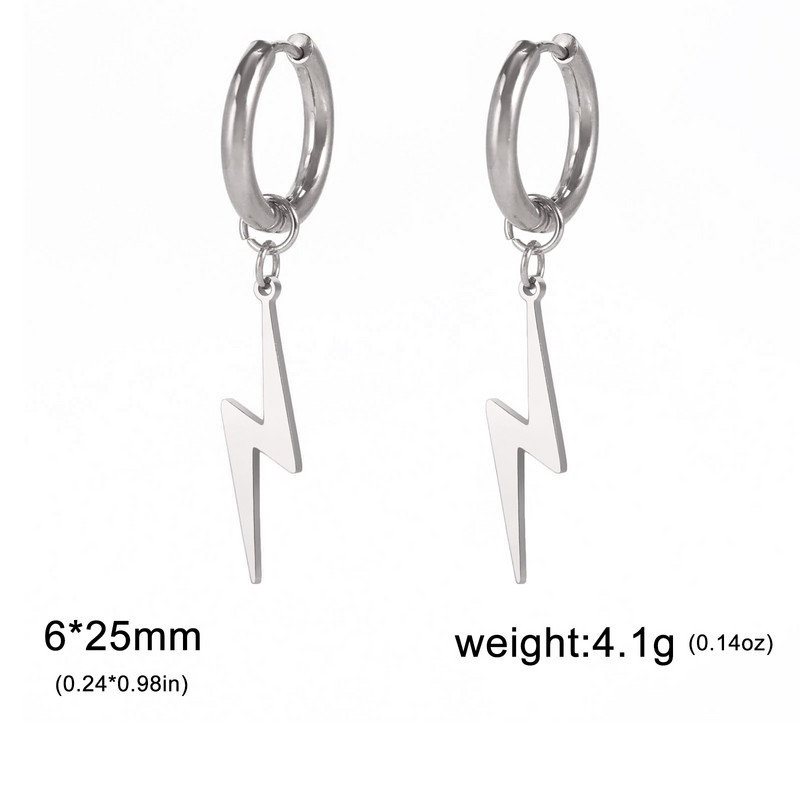 Apšvietimas Ear Stud Drop Auskaras Thunder Supernatural Dovana moterims Vyrams Aukso spalvos nerūdijančio plieno madingi papuošalai