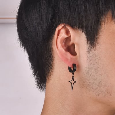 Punk ötszögletű kereszt geometriai dekoráció rozsdamentes acél, nem átszúró mágneses csíptetős fülbevaló női férfi party klub fülbevaló ajándék