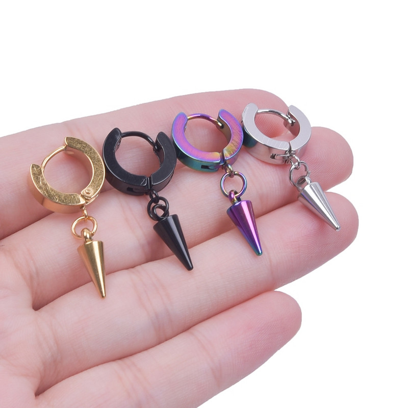 Punk šarmirane naušnice sa šiljastim konusom Okrugle kolutove Piercing naušnice od nehrđajućeg čelika za žene muškarce poklon Pendientes Aro Acero Inoxidable