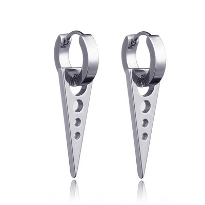 2 DB Férfi Punk háromszög lógó fülbevaló női gótikus rozsdamentes acél háromszög fülbevaló Piercing Huggies medál ékszer
