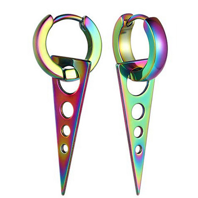 2 DB Férfi Punk háromszög lógó fülbevaló női gótikus rozsdamentes acél háromszög fülbevaló Piercing Huggies medál ékszer