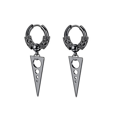 2 DB Férfi Punk háromszög lógó fülbevaló női gótikus rozsdamentes acél háromszög fülbevaló Piercing Huggies medál ékszer