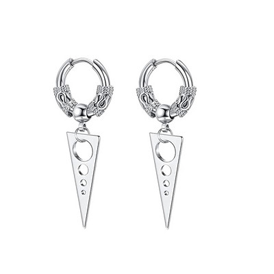 2 DB Férfi Punk háromszög lógó fülbevaló női gótikus rozsdamentes acél háromszög fülbevaló Piercing Huggies medál ékszer