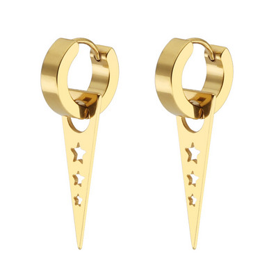 2 DB Férfi Punk háromszög lógó fülbevaló női gótikus rozsdamentes acél háromszög fülbevaló Piercing Huggies medál ékszer