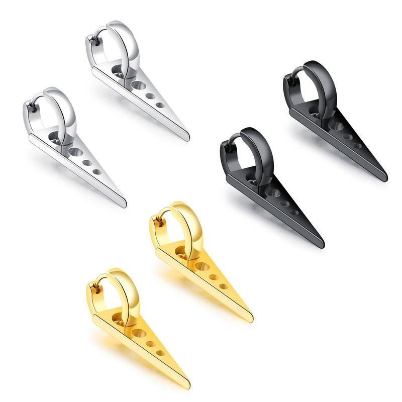 2 DB Férfi Punk háromszög lógó fülbevaló női gótikus rozsdamentes acél háromszög fülbevaló Piercing Huggies medál ékszer