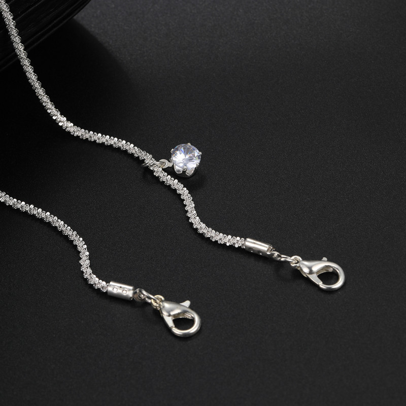 17 km sidabro spalvos madingi cirkonio pakabukai, skirti moterims, merginoms, dviejų sluoksnių grandinėlė Daugiasluoksnė paplūdimio pėdų papuošalai krištolinė dovana