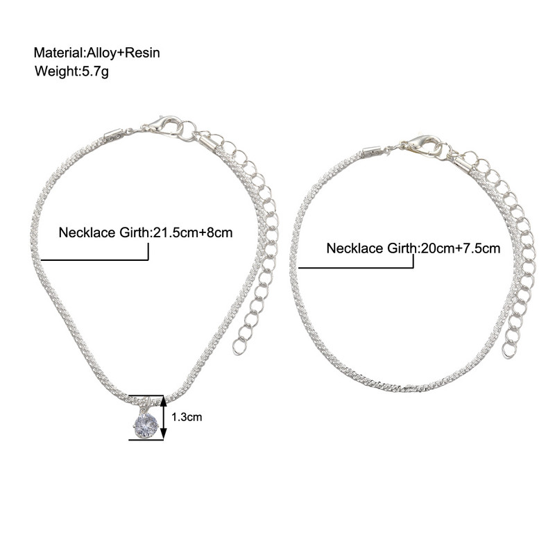 17 km sidabro spalvos madingi cirkonio pakabukai, skirti moterims, merginoms, dviejų sluoksnių grandinėlė Daugiasluoksnė paplūdimio pėdų papuošalai krištolinė dovana