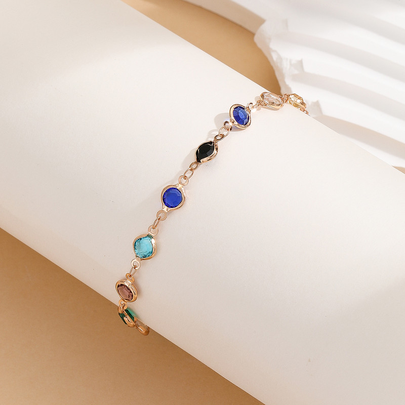 Boho Vintage Blue Crystal Anklet Link Ketid Käevõrud naistele Tüdrukute ehted Paljajalu Peen smaragdroosa ehted tüdrukutele kingitused
