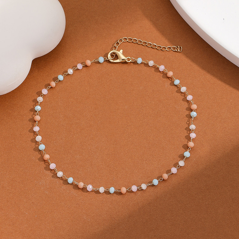 Senovinės kulkšnies daugiaspalvės akrilo grandinės grandinės apyrankės moterims paplūdimio basomis basomis kojomis, dekoras moterims mados dovana