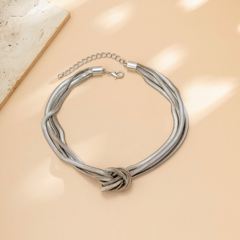 Punk Chunky Chian sõlmitud lühike kaelakee naistele Trendikas Statement paksu ketiga kaelakee, 2022 moodne ehtekrae