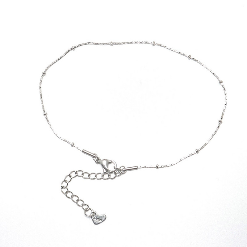 Απλό από ανοξείδωτο ατσάλι μπαμπού με αλυσίδα μπαμπού ποδαράκι Ασημί Χρώμα Γυναικείο Καλοκαιρινό Πόδι Παραλίας Ξυπόλητα Σανδάλια Κοσμήματα μήκους 23,5 εκ.