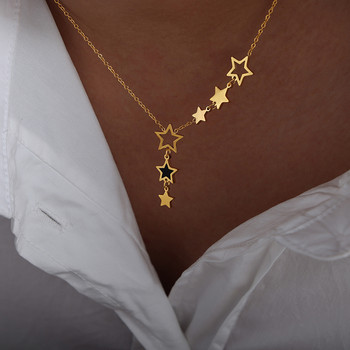 Νέο σε Star κρεμαστό κολιέ για γυναίκες από ανοξείδωτο ατσάλι επίχρυση αλυσίδα Μαύρη ακρυλική μόδα κοσμήματα φίλη Δώρο Χονδρική