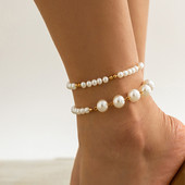 Boho pahkluu jalakett suvine käevõru suur pärlikett võlu sandaalid paljajalu rannajala pruudi ehted A062