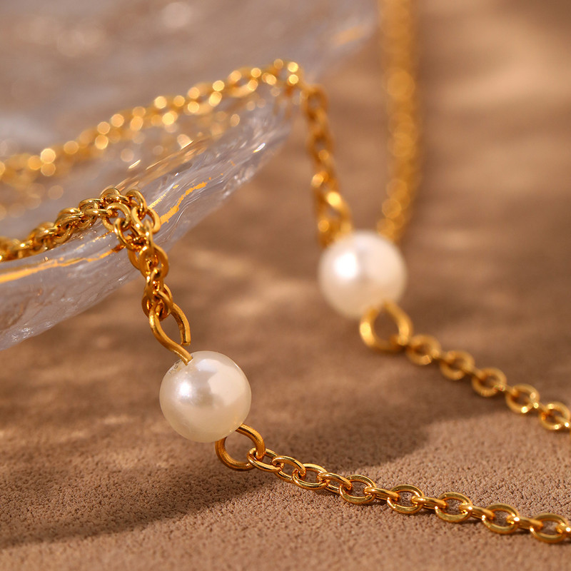 Nerūdijančio plieno kulkšnys Bohemian White perlo imitacija Madingi nešiojami kutai kulkšniai moterims Papuošalai Vasaros atostogos paplūdimyje