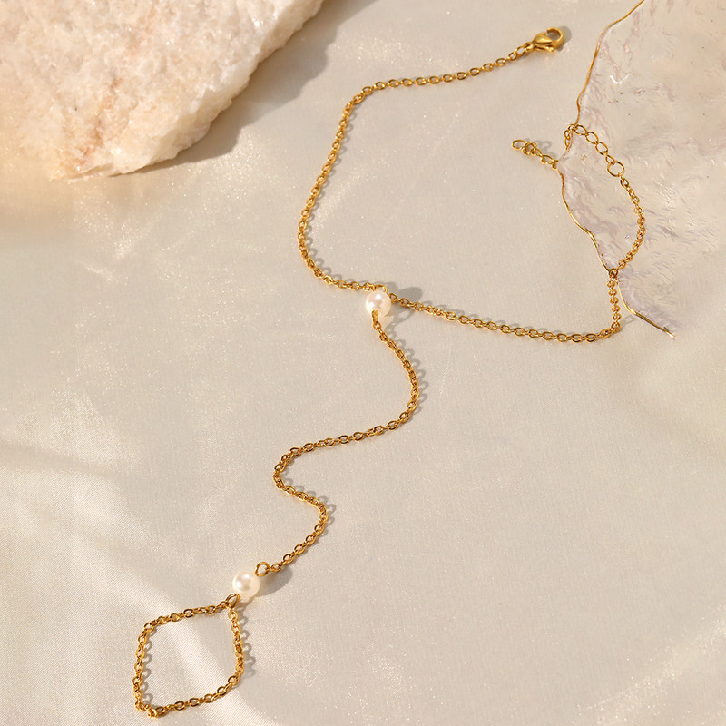 Nerūdijančio plieno kulkšnys Bohemian White perlo imitacija Madingi nešiojami kutai kulkšniai moterims Papuošalai Vasaros atostogos paplūdimyje