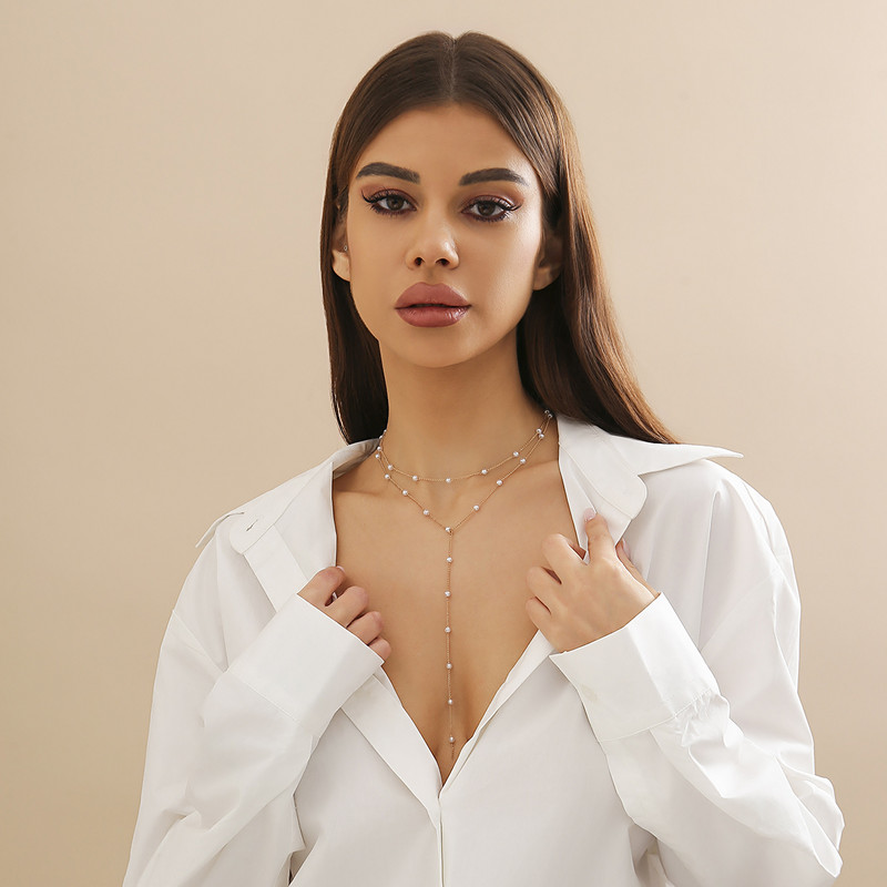 Ingemark Vintage elegantne imitatsioon pärlitest pika ketiga kaelakee naiste gooti seksikas helmed tutid rinnakorviga kolmapäeval Ehted Aksessuaarid