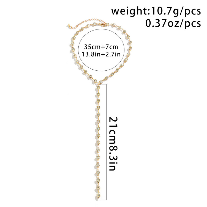 Lacteo Fashion Metal Link με Rhinestone Choker Κολιέ για Γυναικεία Κοσμήματα 2023 Γαμήλιο πάρτι σέξι κολιέ με μακρύ στήθος