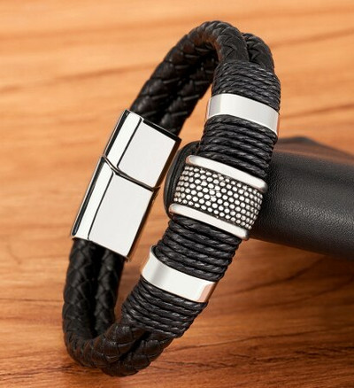 Vintage szőtt bőr kötélpántoló karkötők férfiaknak klasszikus rozsdamentes acél karkötők karkötők punk karkötő ékszerek férfi ajándékok