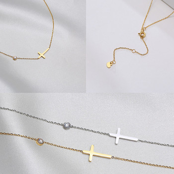 Λεπτά μικροκαμωμένα πλαϊνά κολιέ σταυρού Κρεμαστό γυναικείο ανοξείδωτο ατσάλι με λεπτή αλυσίδα Χριστιανικά κοσμήματα