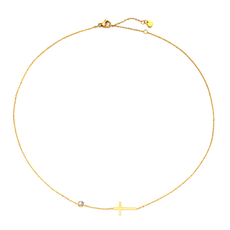 Subtilūs smulkūs šoniniai kryžminiai karoliai, moteriški pakabukai iš nerūdijančio plieno plonos grandinės jungties krikščioniški papuošalai