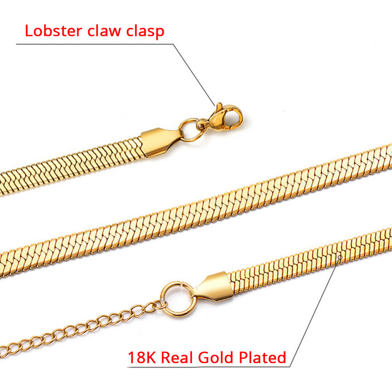 „Punk Flat Blade Snake Link Chain Choker“ karoliai aukso sidabro spalvos nerūdijančio plieno kaklo grandinėlės moterims papuošalai „Chocker“ 2023 m.