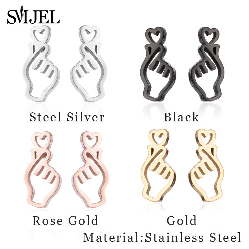 Mutiple stílusú punk kis fekete fülbevaló nőknek férfi rozsdamentes acél macska háromszög fülbevaló Star Moon 2023 divatékszer stud