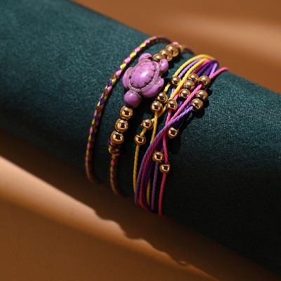 Bohemiško vėžlio apyrankė su kulkšnies apyranke moterims Suvarstoma Y2K virvė Madinga pėdų pėda, sukraunama basų pėdų grandinėlė vasaros paplūdimio papuošalai