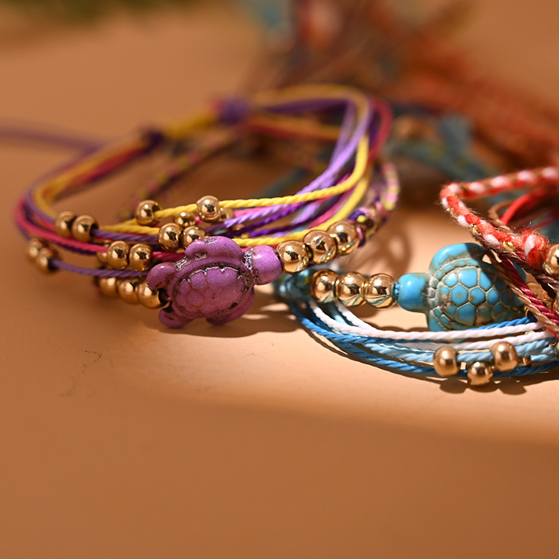 Bohemiško vėžlio apyrankė su kulkšnies apyranke moterims Suvarstoma Y2K virvė Madinga pėdų pėda, sukraunama basų pėdų grandinėlė vasaros paplūdimio papuošalai