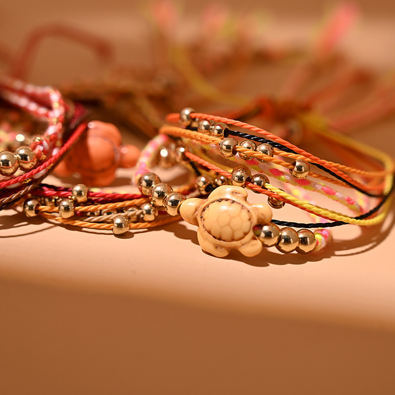 Bohemiško vėžlio apyrankė su kulkšnies apyranke moterims Suvarstoma Y2K virvė Madinga pėdų pėda, sukraunama basų pėdų grandinėlė vasaros paplūdimio papuošalai