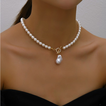 YWZIXLN Trend Κομψό Κοσμήματα Γάμου Κρεμαστό Κολιέ με μεγάλο μαργαριτάρι κρύσταλλο για γυναίκες Μόδα Λευκή απομίμηση μαργαριτάρι κολιέ τσόκερ