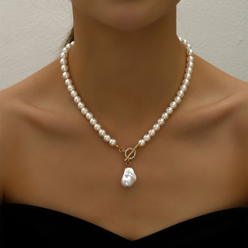 YWZIXLN Trend Елегантни бижута Сватбена голяма перлена кристална висулка Колие за жени Модна бяла имитация на перли Колье Колие