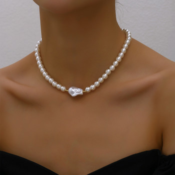 YWZIXLN Trend Κομψό Κοσμήματα Γάμου Κρεμαστό Κολιέ με μεγάλο μαργαριτάρι κρύσταλλο για γυναίκες Μόδα Λευκή απομίμηση μαργαριτάρι κολιέ τσόκερ