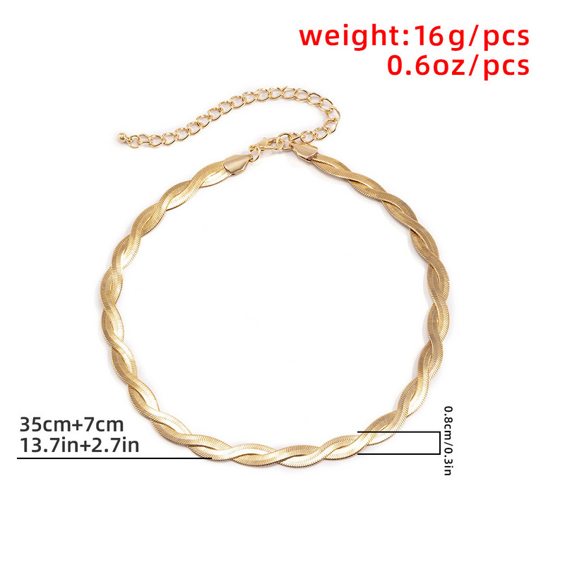 Jednostavna upletena ravna oštrica sa zmijskim lancem Seksi ogrlica Ženske 2022. Vintage zlatne boje Ogrlice za ključnu kost Modni nakit za djevojčice