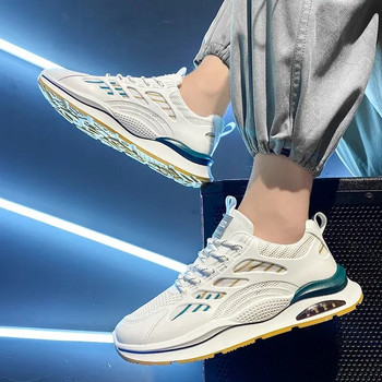 Μόδα Ανδρικά αθλητικά παπούτσια με δίχτυ αναπνεύσιμα casual παπούτσια Αντιολισθητικά παπούτσια για τρέξιμο πλατφόρμας για άντρες Lace Up Flats Λευκό Tenis Masculino