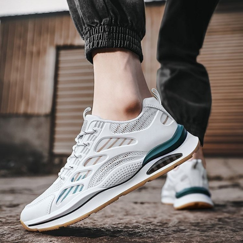 Madingi vyriški sportbačiai tinkleliai kvėpuojantys laisvalaikio batai Neslystantys platforminiai bėgimo bateliai vyrams Suvarstomi plokščiai balti Tenis Masculino